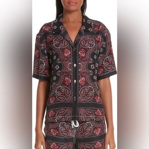 Alexander Wang Black and Red Paisley Top